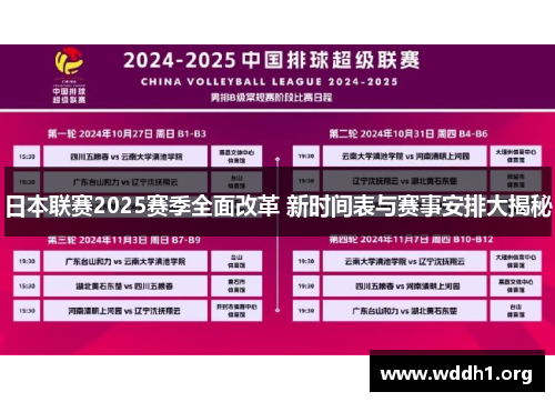 日本联赛2025赛季全面改革 新时间表与赛事安排大揭秘